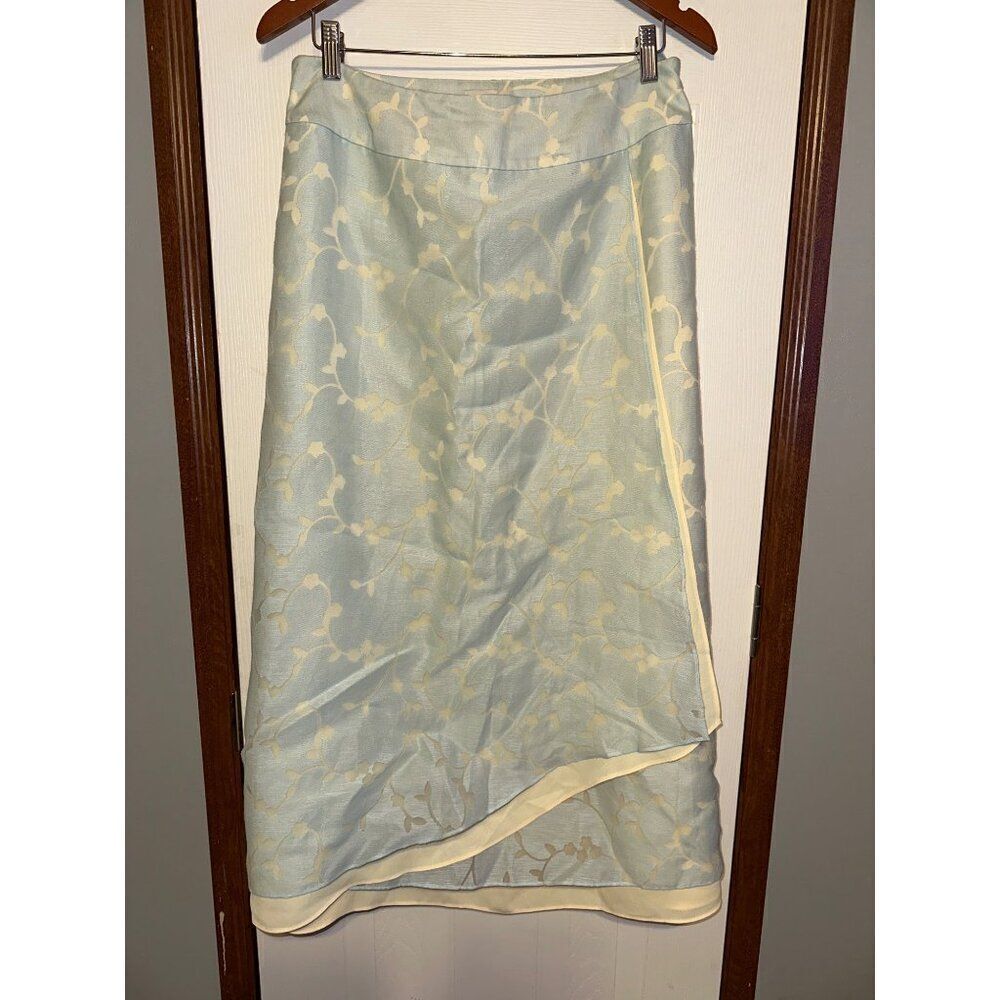 NWOT J. Jill Linen Blend Floral Cut Out A-Line Maxi Skirt  Size 12